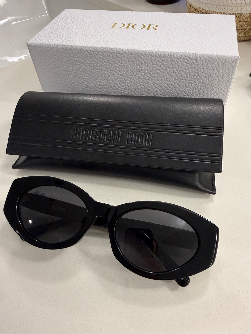 Dior Black Cat-Eye Sunglasses with Black Case